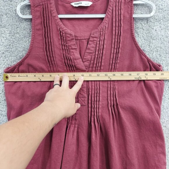 Sonoma Dress Women's Large Pink Magenta Shift Knee Length V-Neck Linen Blend - Picture 5 of 9